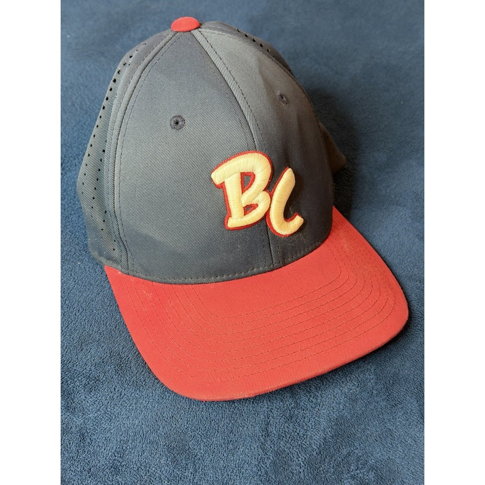 Pacific Headwear Beach City BC Baseball Cap Gray Red Flexfit 474F SM-MD